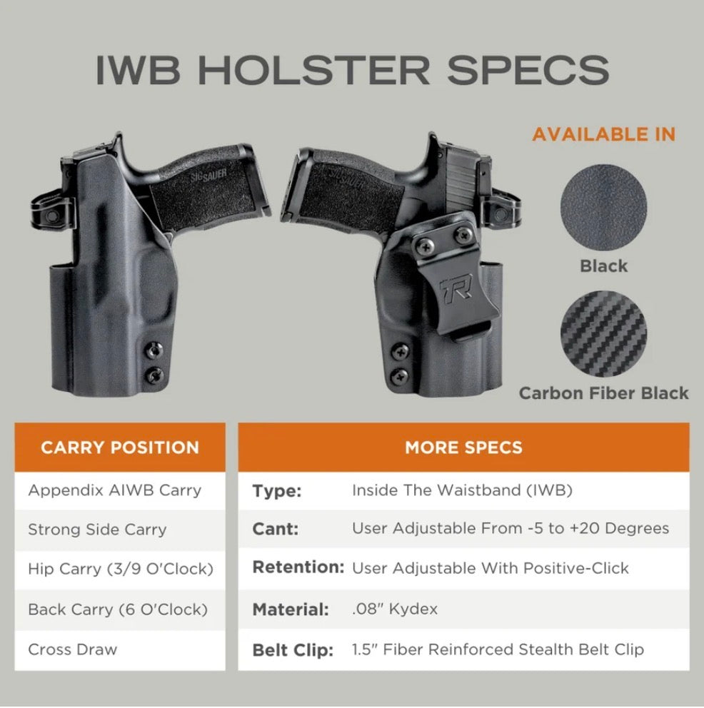 Rounded Concealment Holsters $44 to $59 - Select Draw Hand and Pistol Model